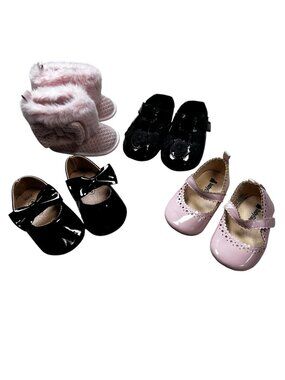 Infant Shoes 0-12 Months Pink Boots Bows Girly Feminine Cottage